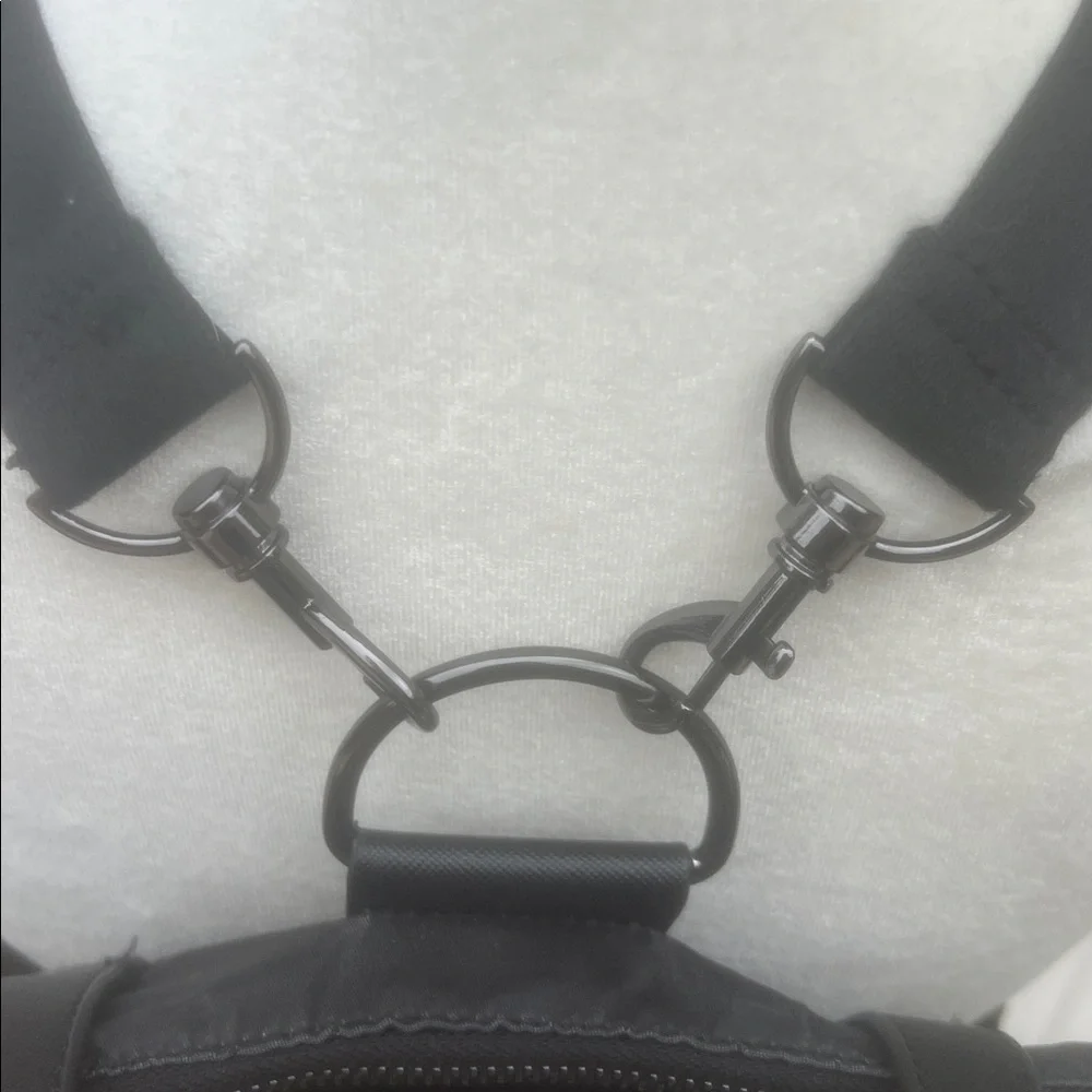 Francine Highline Black Nylon Backpack Messenger Bag